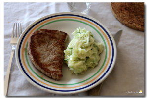 Tournedos de tâche noire et purée à la salade iceberg