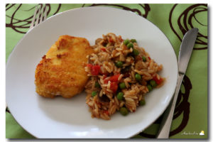 Cordon-bleu et pâtes grecques aux légumes