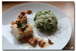 Dos de colin au basilic, risotto vert