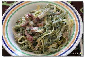 Tagliatelles aux pleurotes et aux lardons