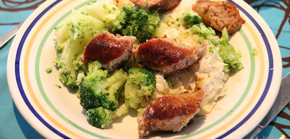 Saucisse de campagne et risotto au brocoli