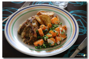 Pain de viande provencal, pois & carottes, Country potatoes