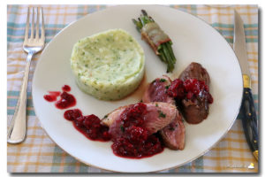 Magret de canard aux framboises