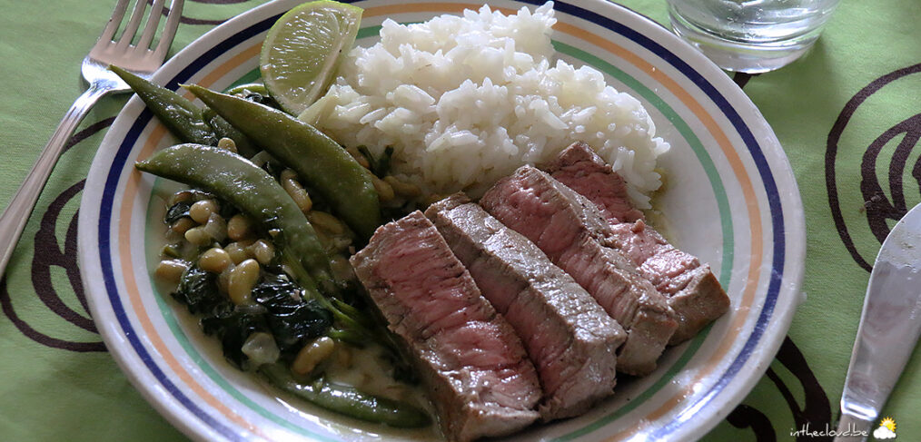 Tournedos et curry de légumes aux flageolets