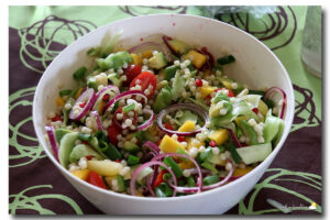 Salade de perles de couscous colorées