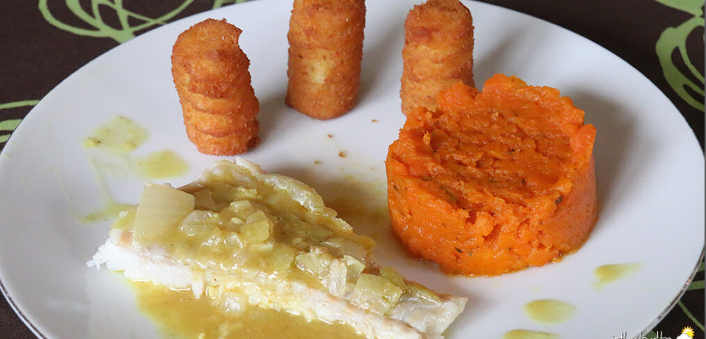 Filet de cabillaud au curry et purée de carotte