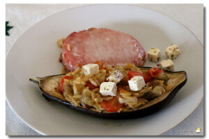 Rôti ardennais et aubergine farcie