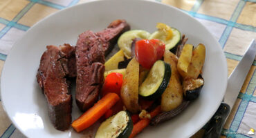 Magret de canard, légumes au four